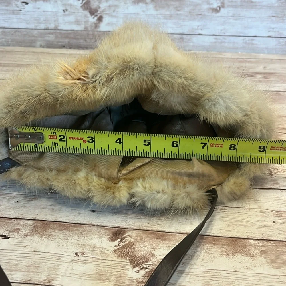 Vintage Blonde Mink Fur Hat with Brown Chin Strap
